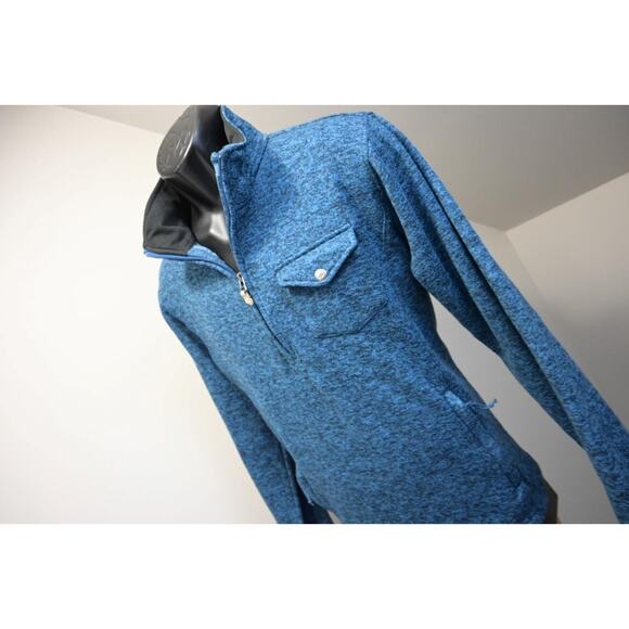 Mountain Khaki Fleece Jacket 1/4 Zip Camp Trekking Marled Blue Size Medium - Picture 1 of 8